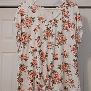 #245 3/$18 - Bobbie Brooks Green/Brown Short Sleeve Top Size 2X